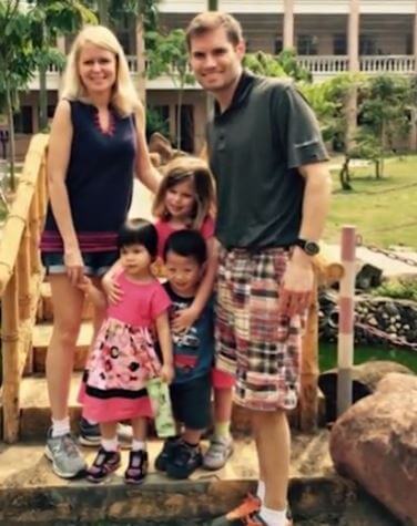 With her lovely children and husband